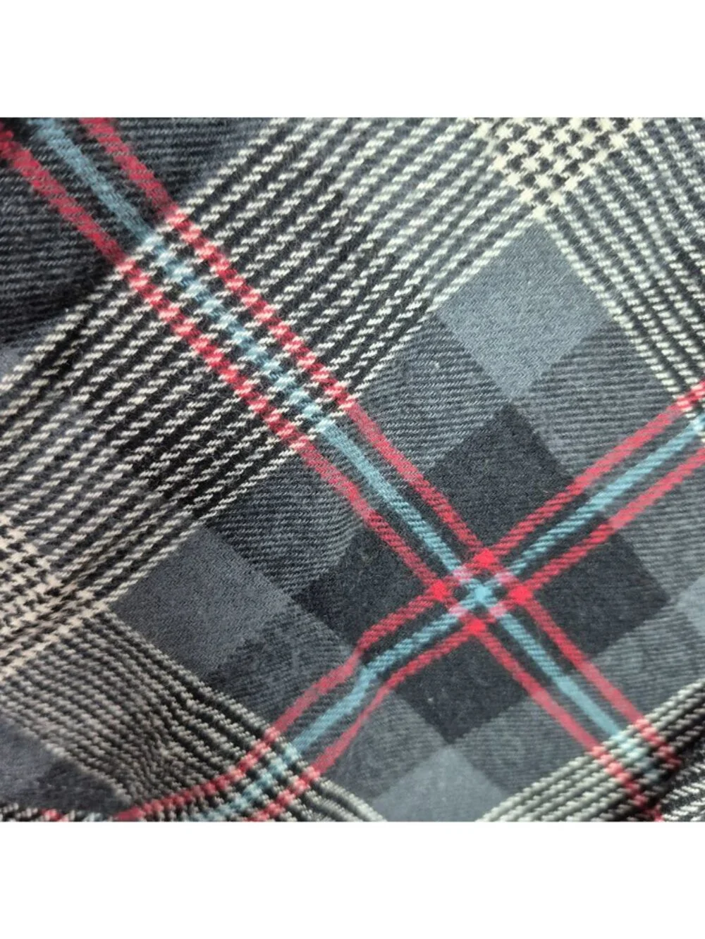 Sonoma Men's Long Sleeve Plaid Flannel Button Up Shirt Gray/Red/Blue Sz 4XL